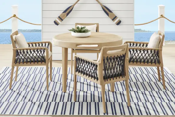 Riva Blonde Outdoor Arm Chair with Flax Cushions