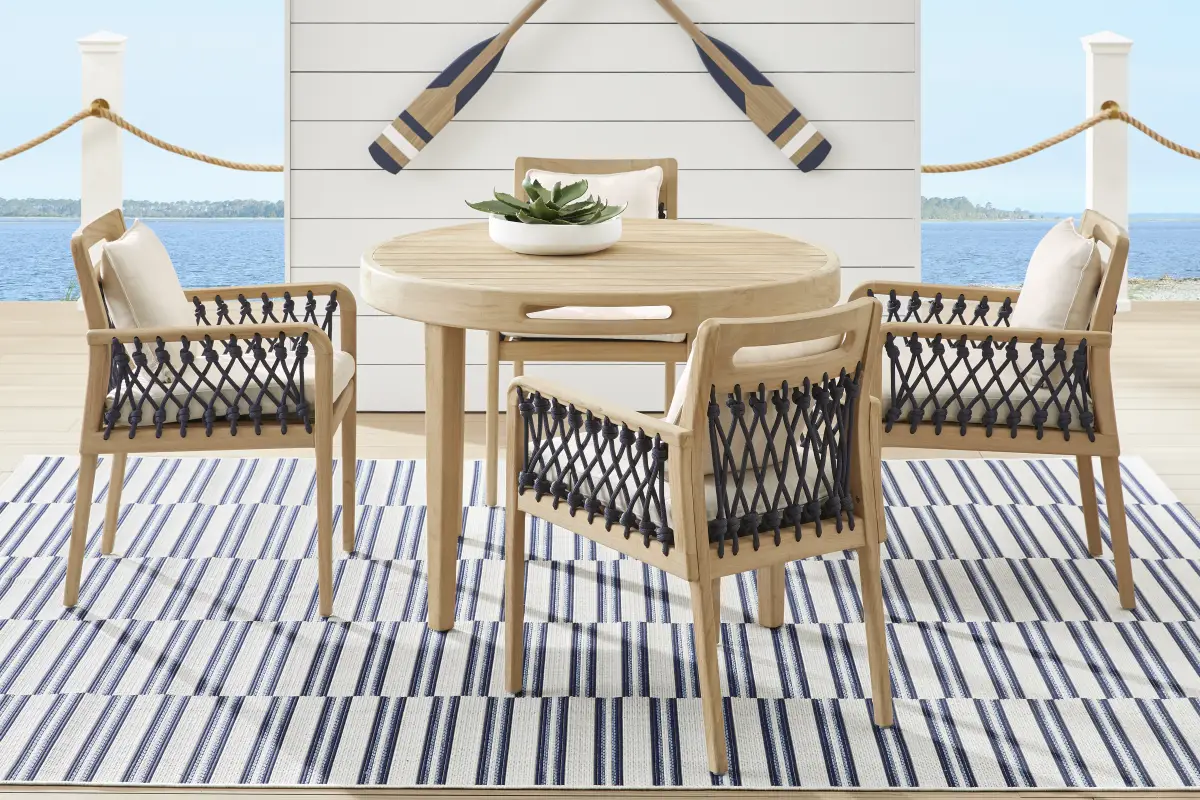Riva Blonde Outdoor Arm Chair with Flax Cushions