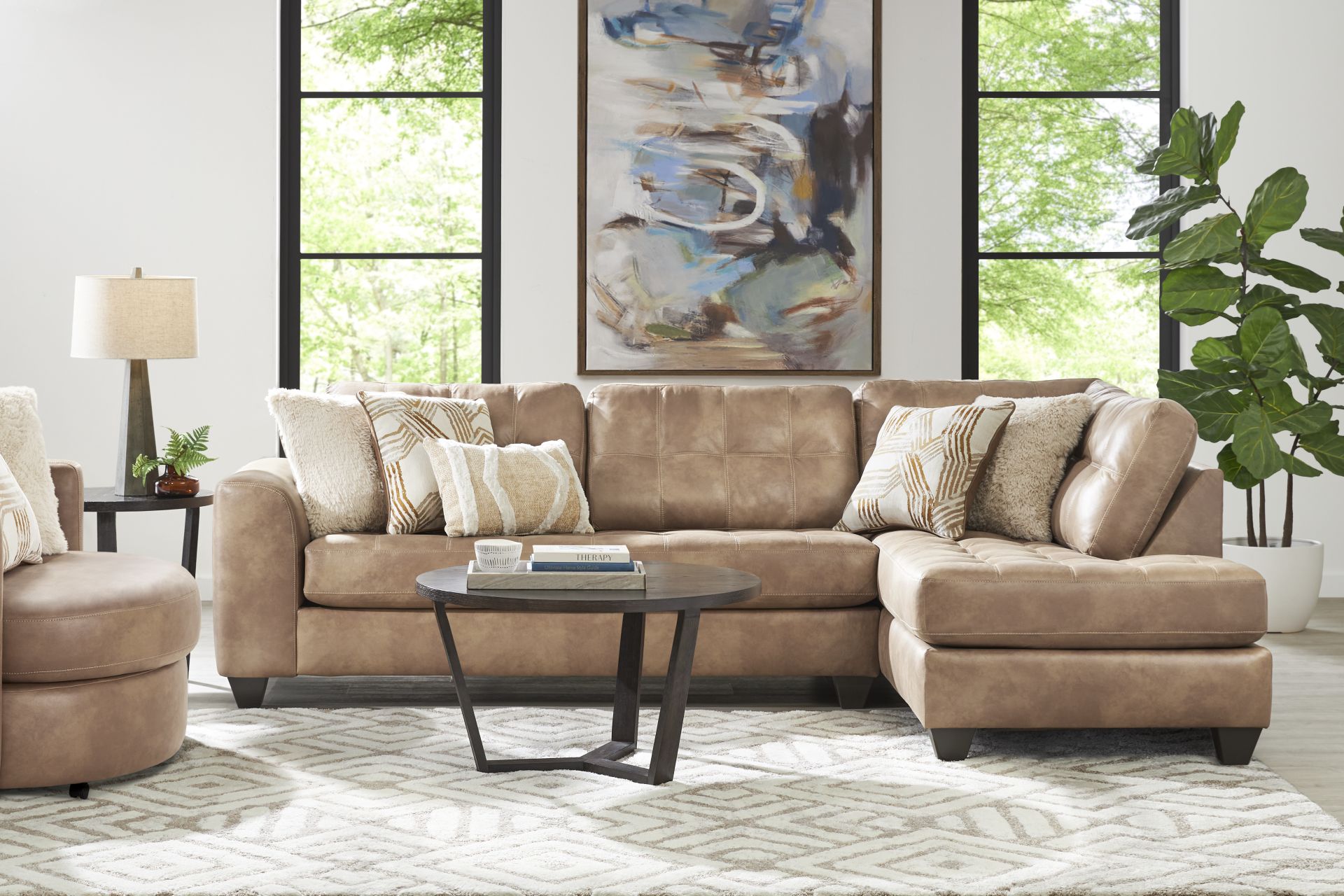 Bellinger Camel 5 Pc Sectional Living Room - Image 1