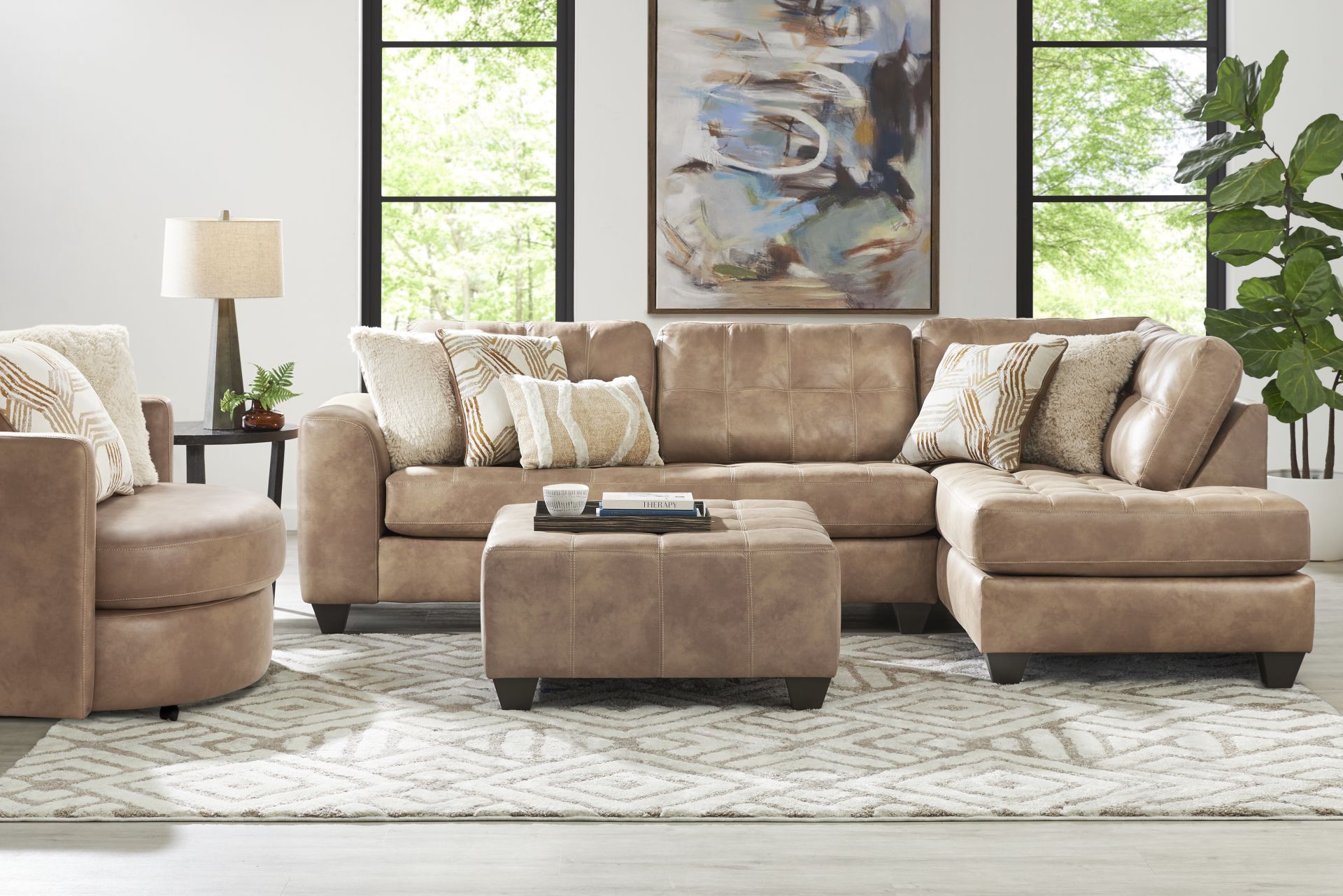 Bellinger Camel 5 Pc Sectional Living Room - Image 1