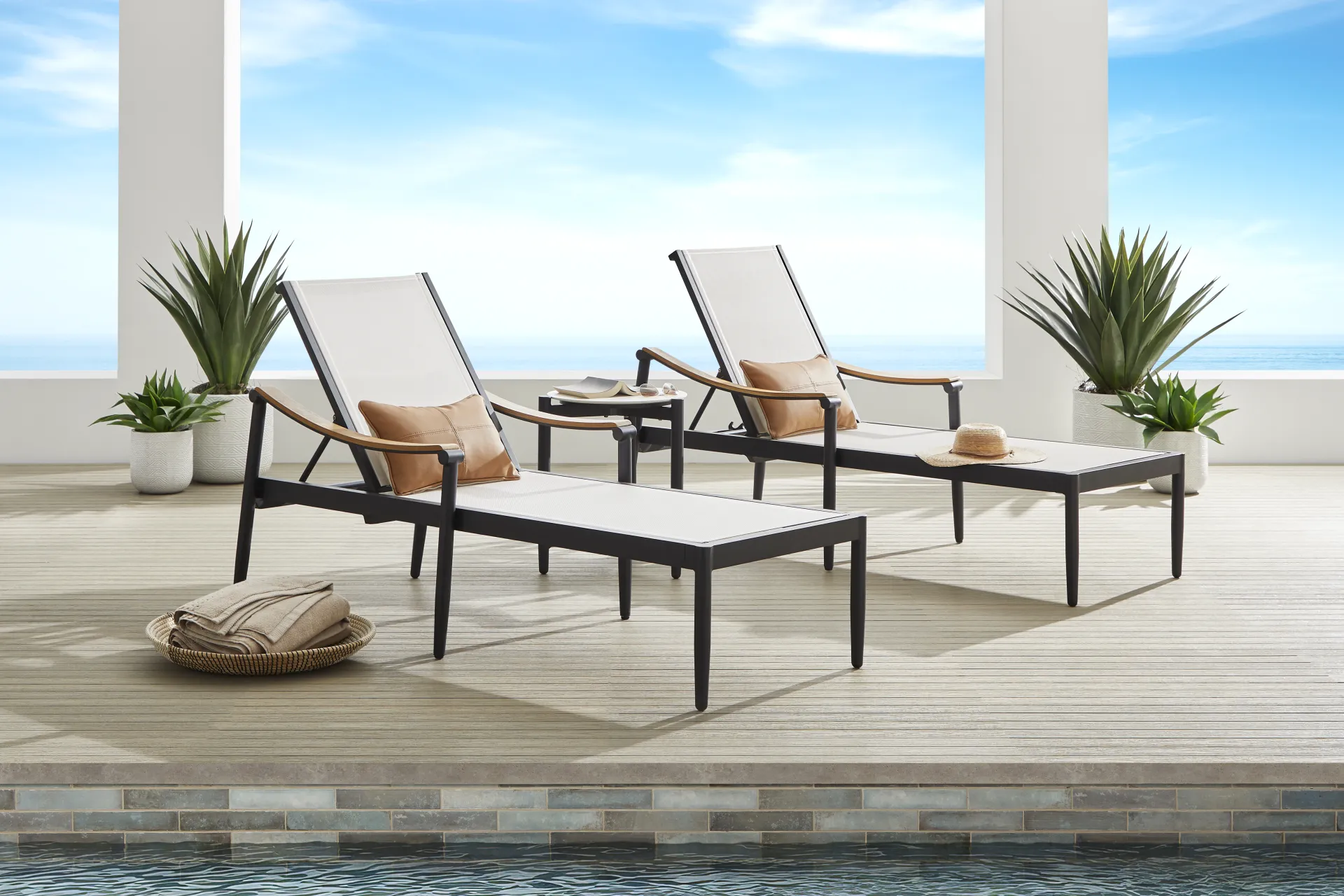 Harlowe Black Outdoor Sling Chaise, set of 2 - Image 1