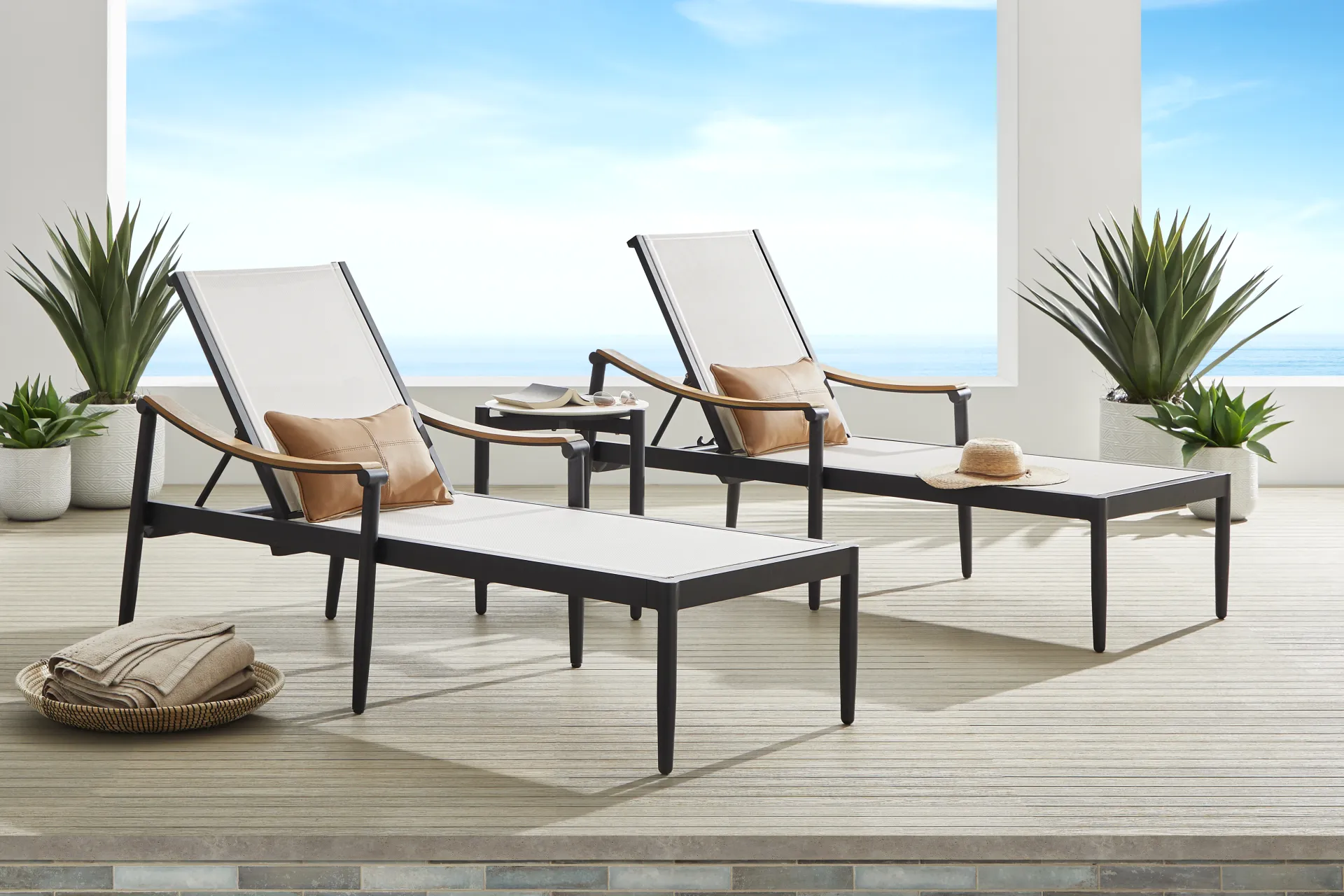 Harlowe Black Outdoor Sling Chaise, set of 2 - Image 1