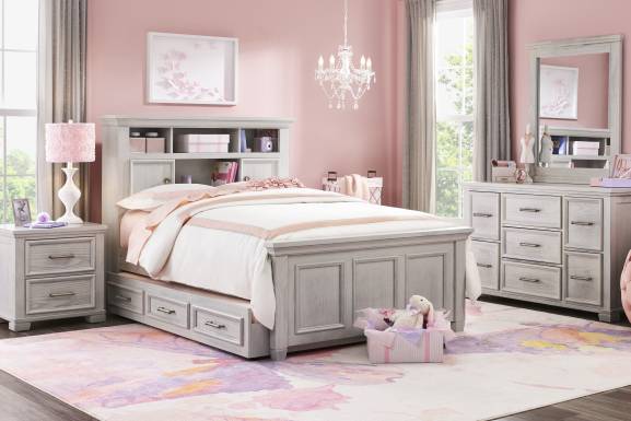 Kids Canyon Lake Ash Gray Full Bookcase Bed