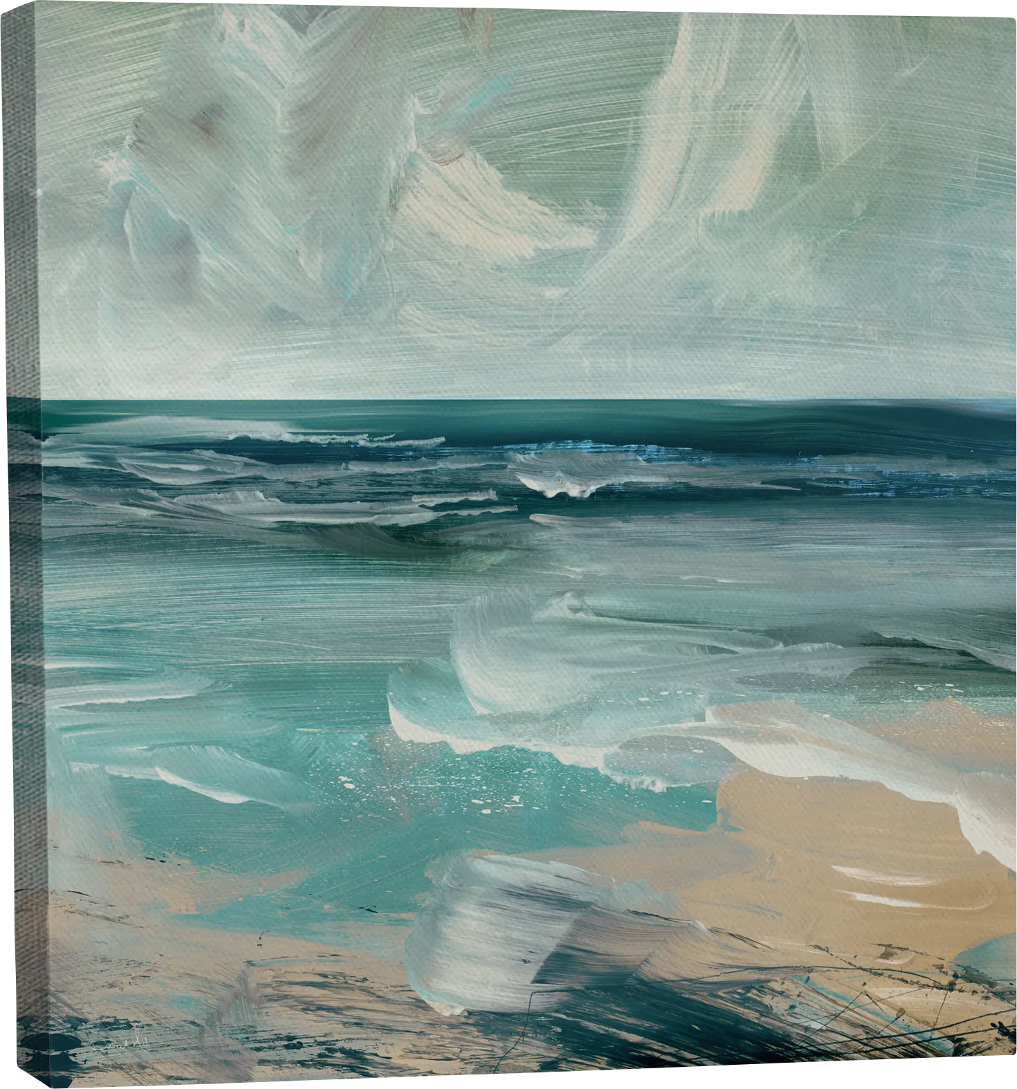 Amhill Turquoise Canvas Wall Art - Image 1