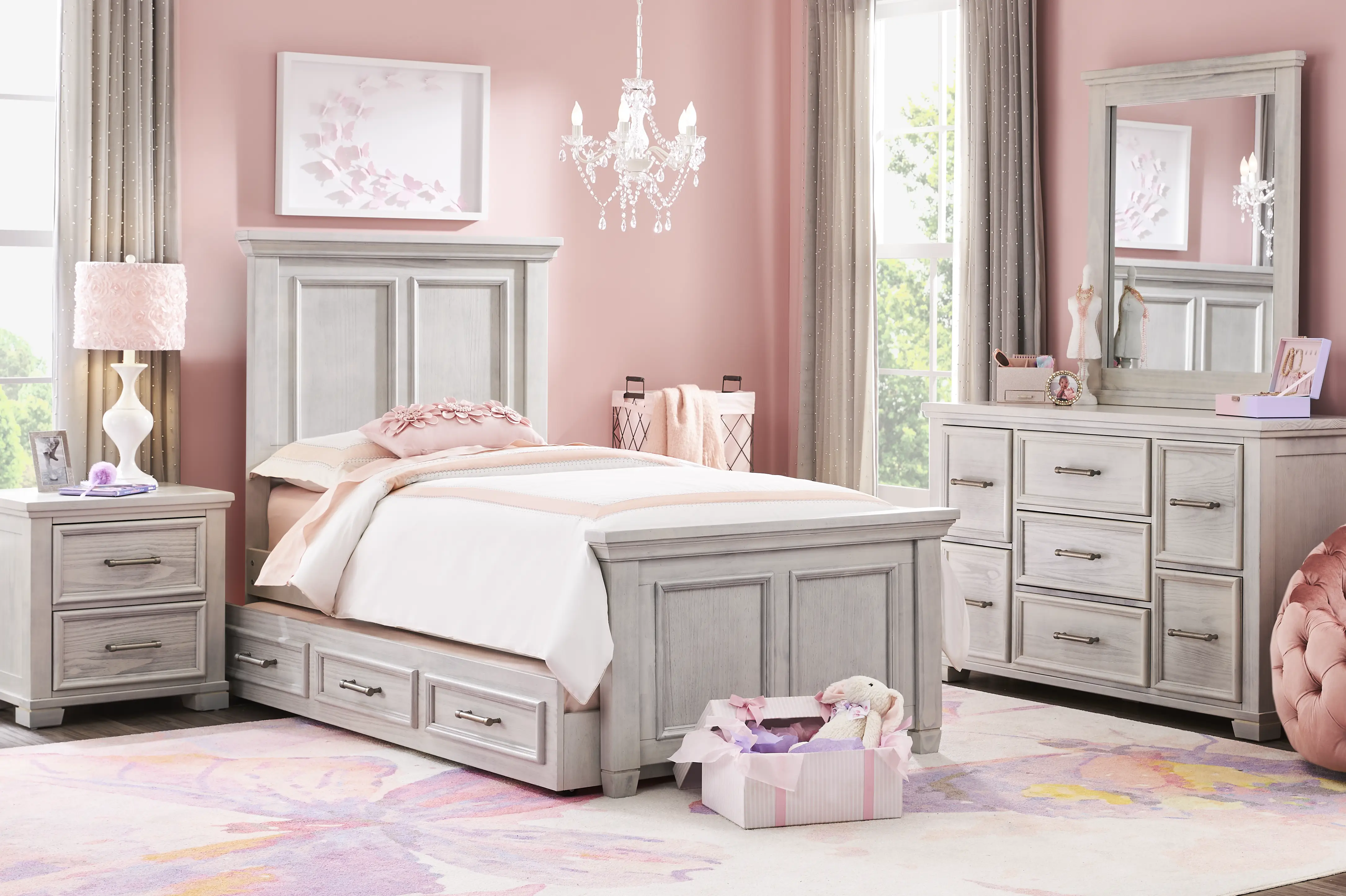 Kids Canyon Lake 2.0 Ash Gray Twin Panel Bed - Thumbnail - Image 2