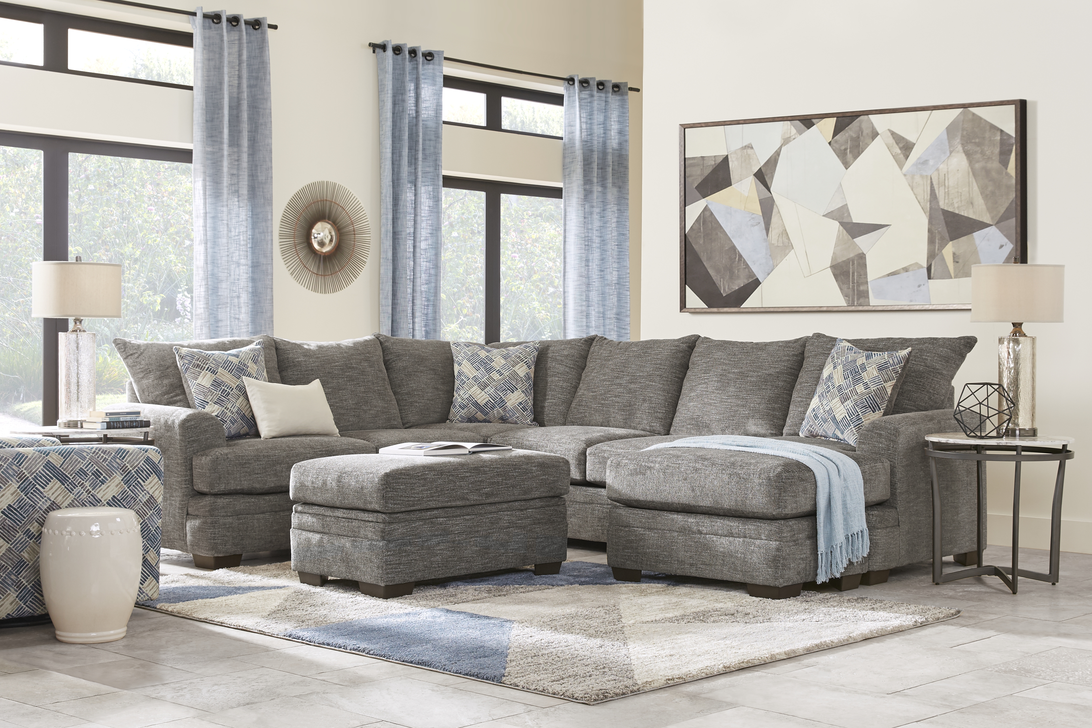 Copley Court Pewter 3 Pc Sectional Living Room - Thumbnail - Image 1