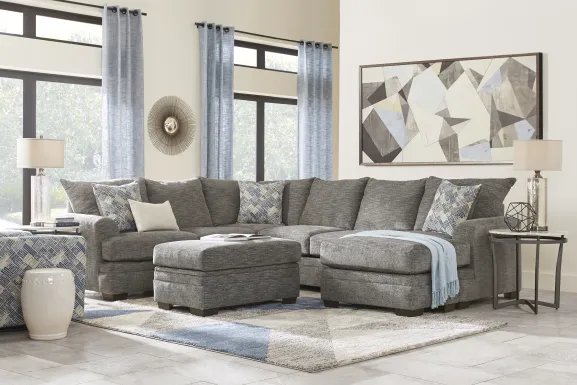 Copley Court Pewter 3 Pc Sectional Living Room