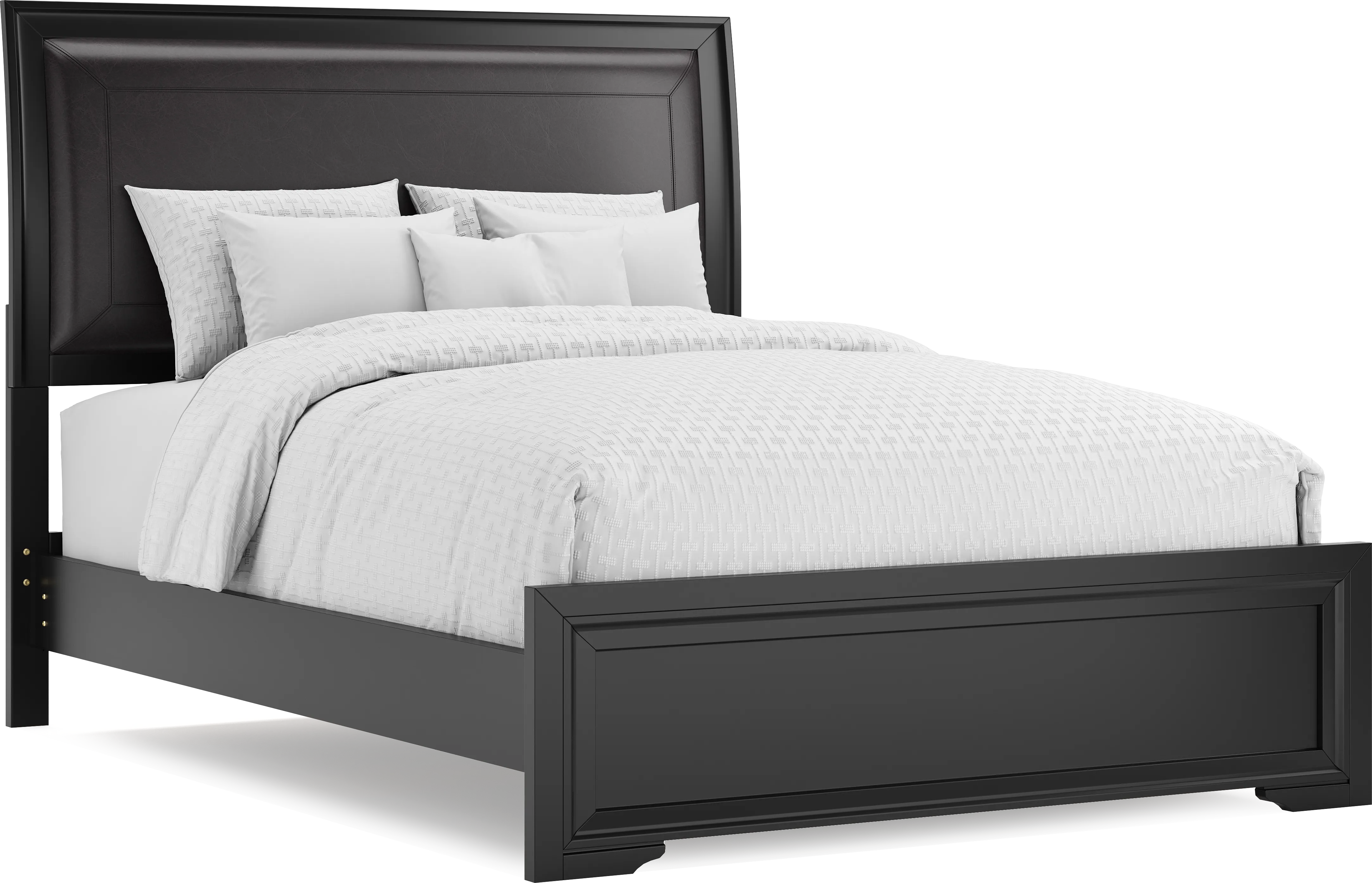 Belcourt Black 7 Pc Queen Upholstered Sleigh Bedroom - Thumbnail - Image 2