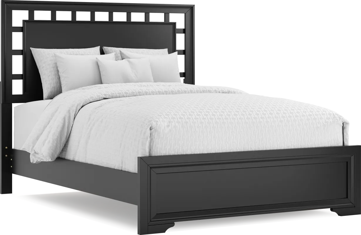Belcourt Black 3 Pc Queen Lattice Bed
