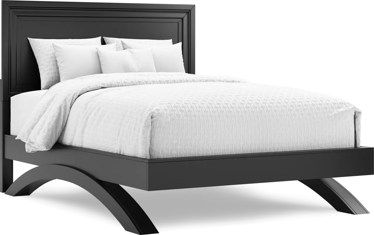 Belcourt Black 3 Pc Queen Panel Arch Bed