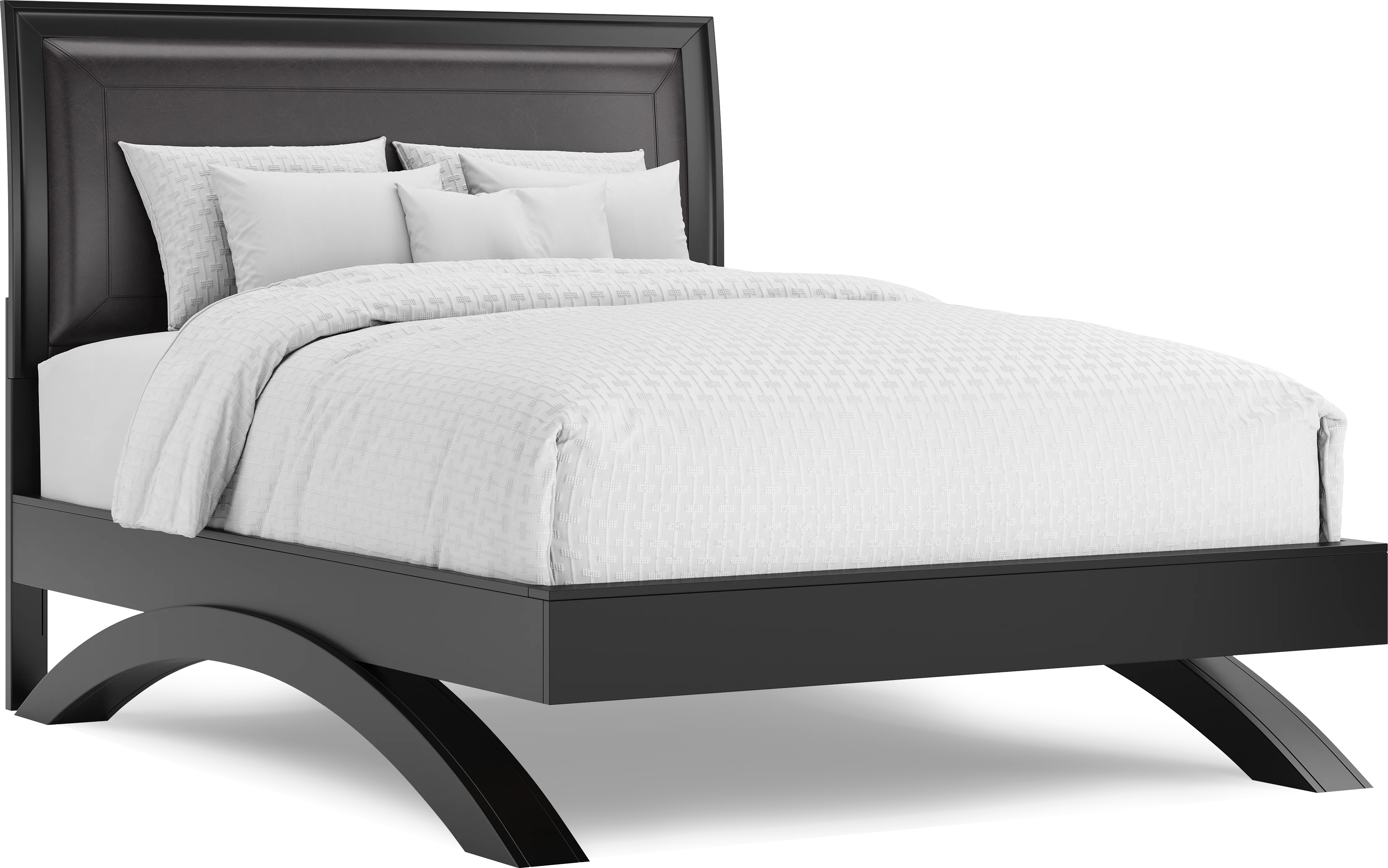 Belcourt Black 5 Pc Queen Upholstered Sleigh Arch Bedroom - Thumbnail - Image 3