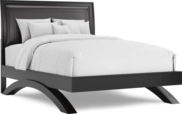 Belcourt Black 3 Pc Queen Upholstered Sleigh Arch Bed
