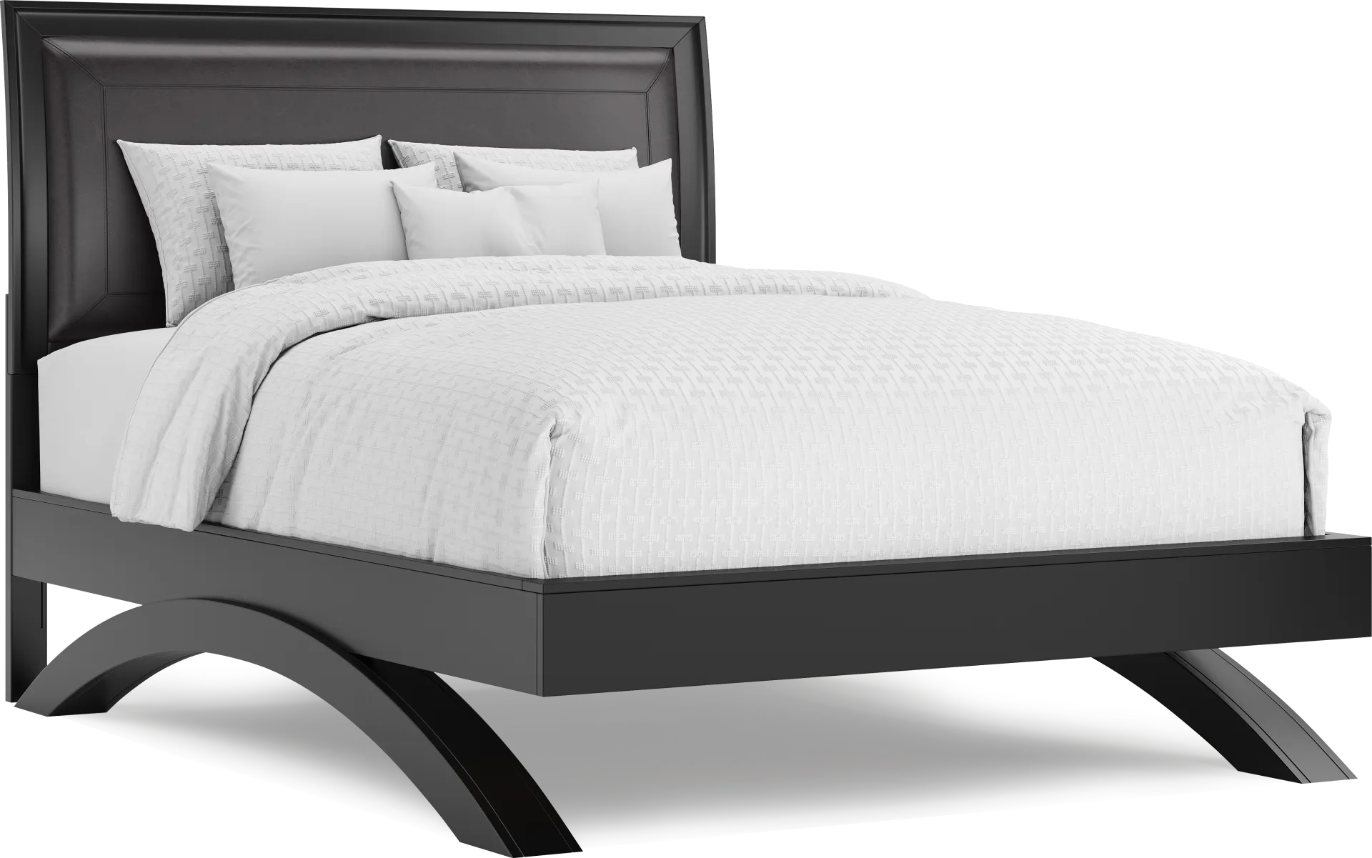 Belcourt Black 3 Pc Queen Upholstered Sleigh Arch Bed - Image 2