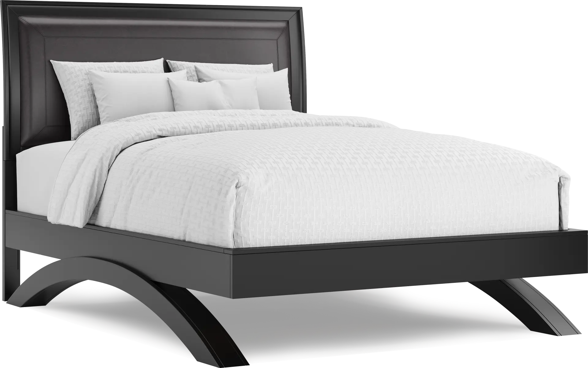 Belcourt Black 3 Pc Queen Upholstered Sleigh Arch Bed