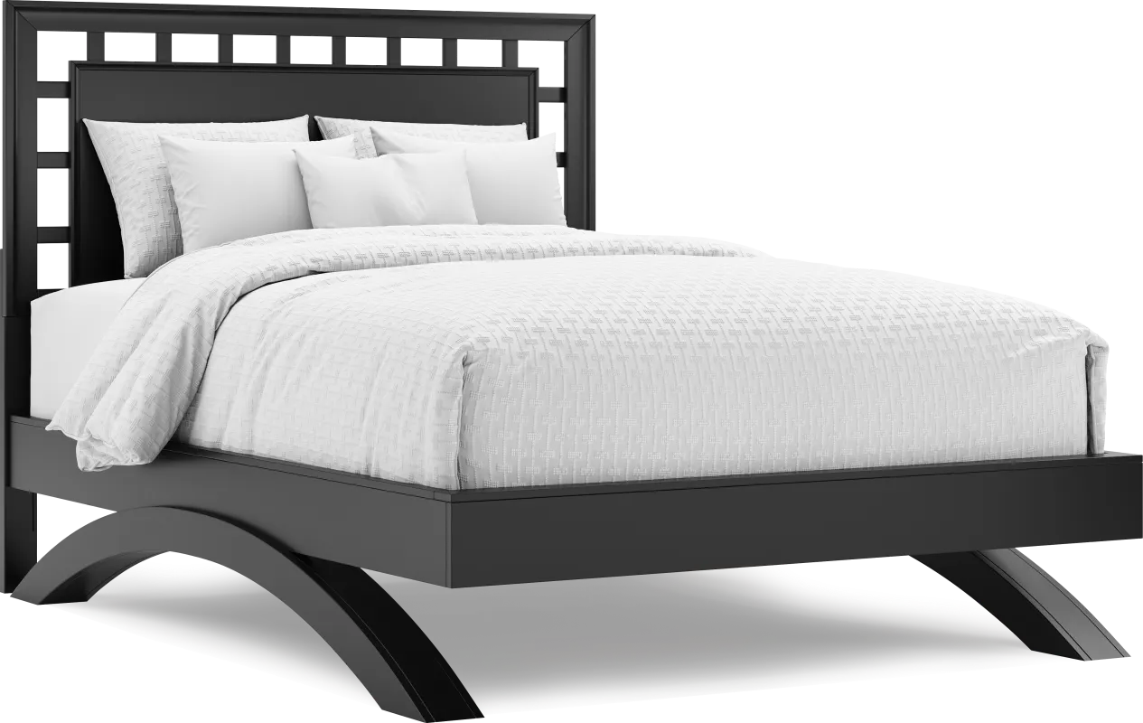 Belcourt Black 3 Pc Queen Lattice Arch Bed