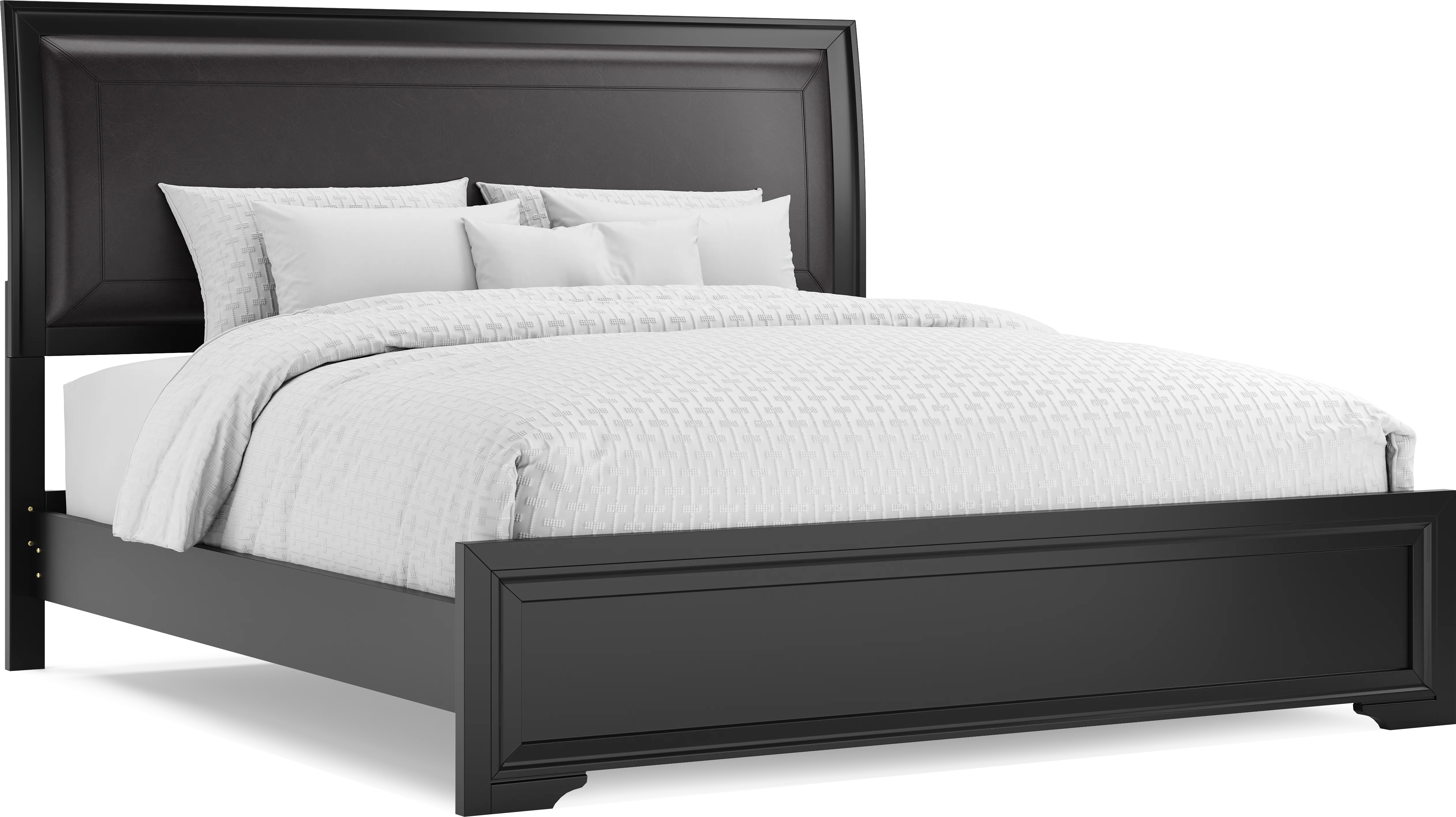 Belcourt Black 5 Pc King Upholstered Sleigh Bedroom - Thumbnail - Image 2