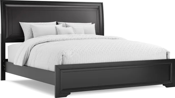 Belcourt Black 3 Pc King Upholstered Sleigh Bed