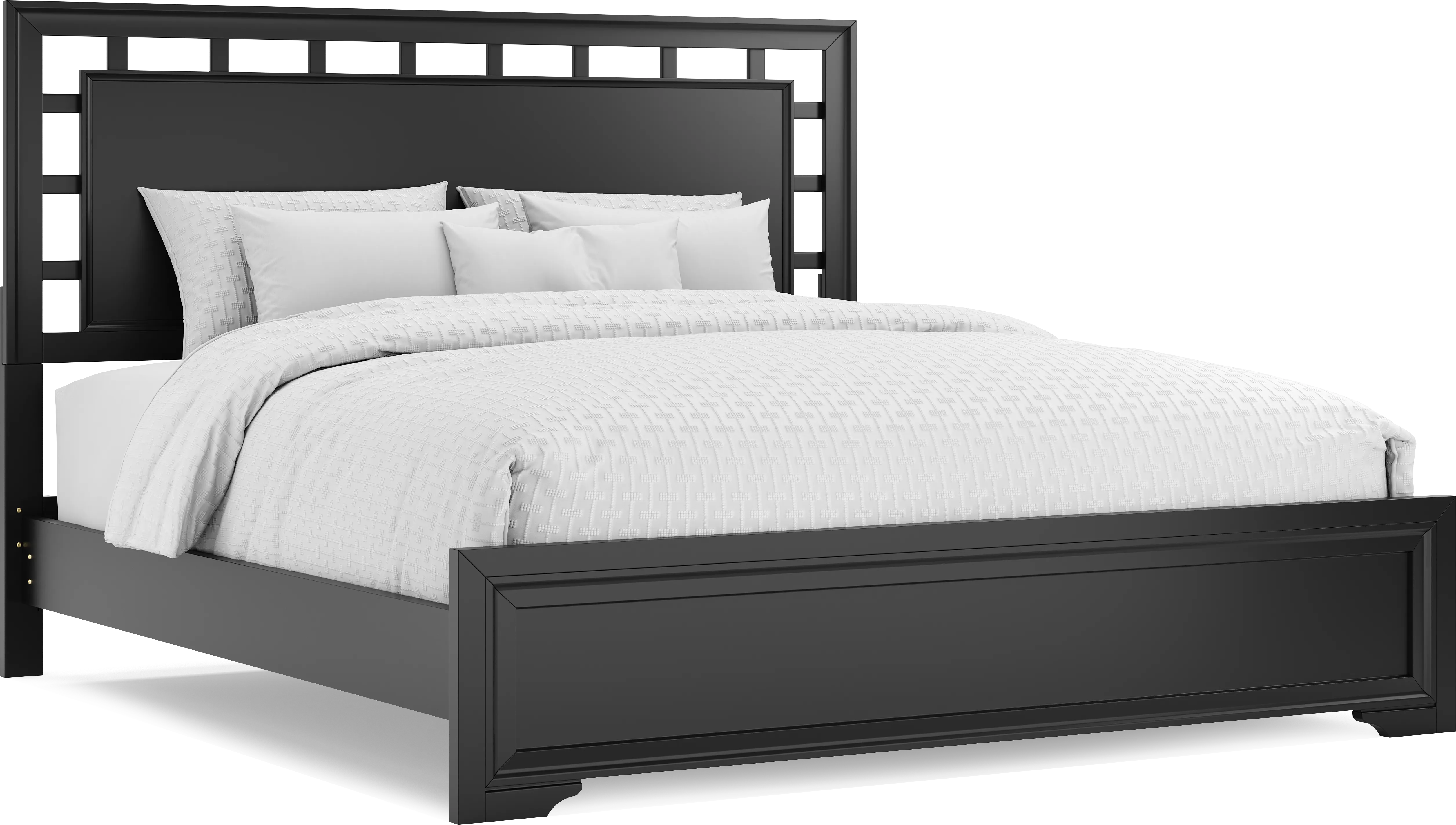 Belcourt Black 3 Pc King Lattice Bed - Thumbnail - Image 1