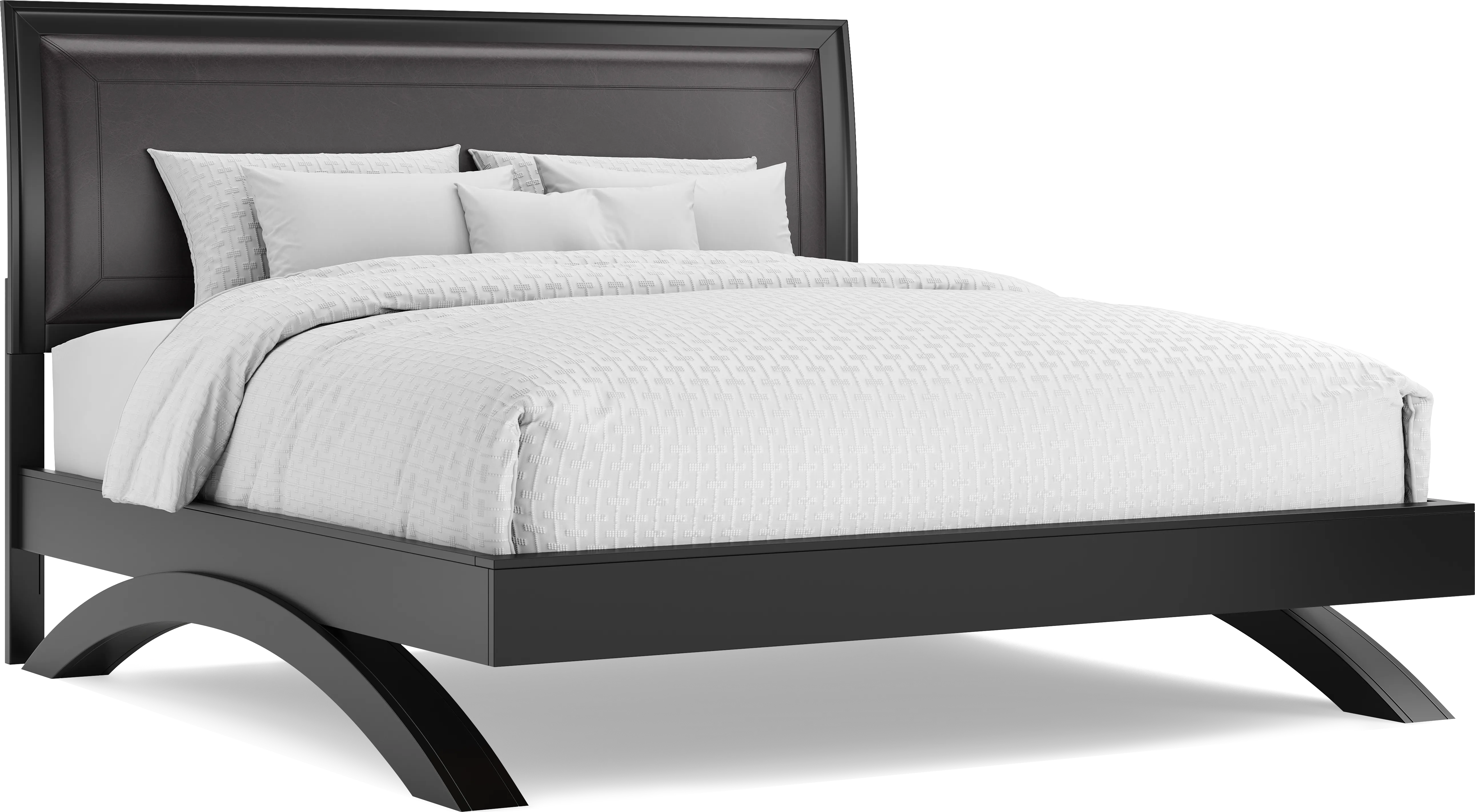 Belcourt Black 3 Pc King Upholstered Sleigh Arch Bed - Thumbnail - Image 1