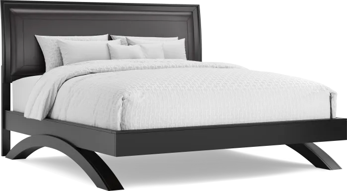 Belcourt Black 3 Pc King Upholstered Sleigh Arch Bed