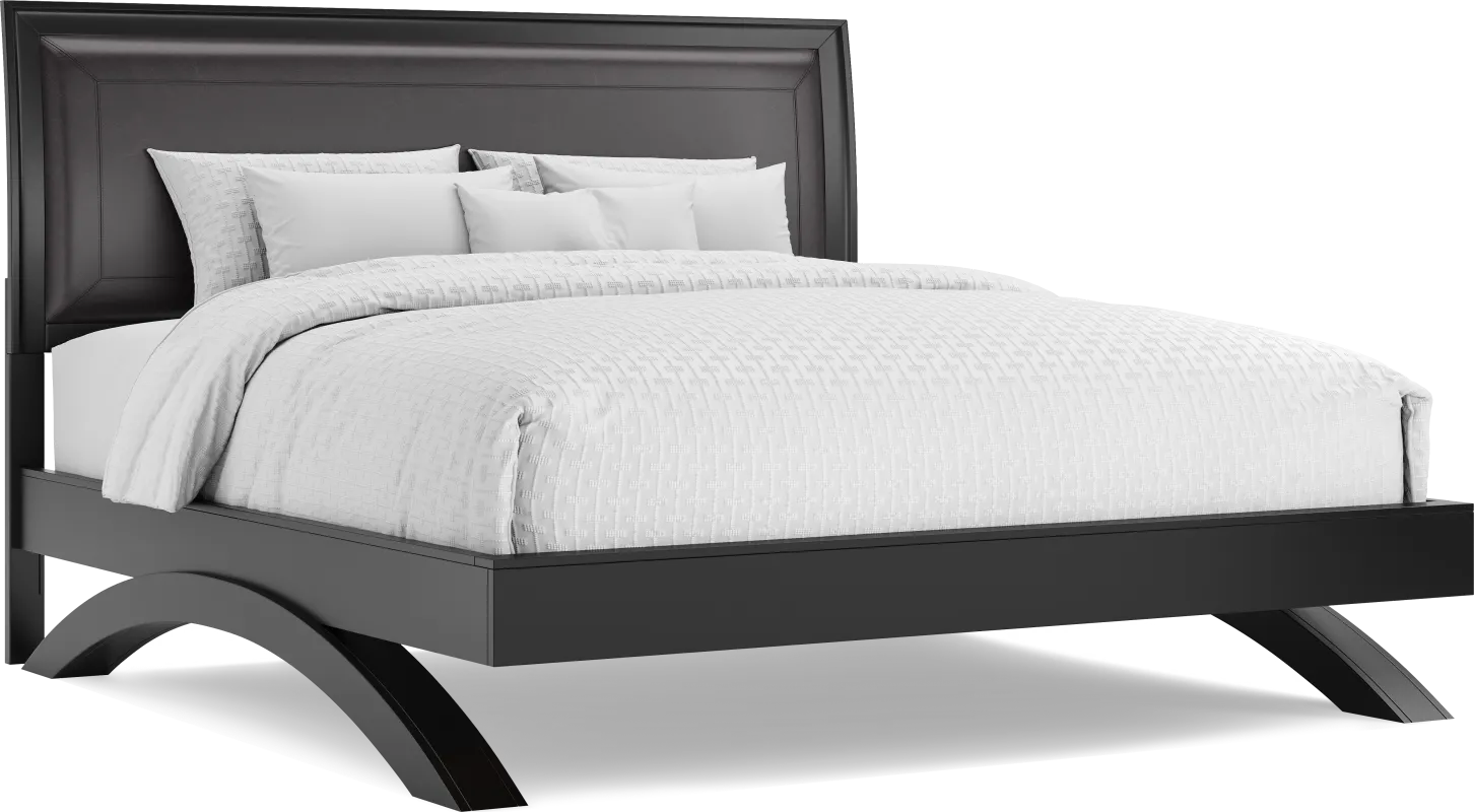 Belcourt Black 3 Pc King Upholstered Sleigh Arch Bed