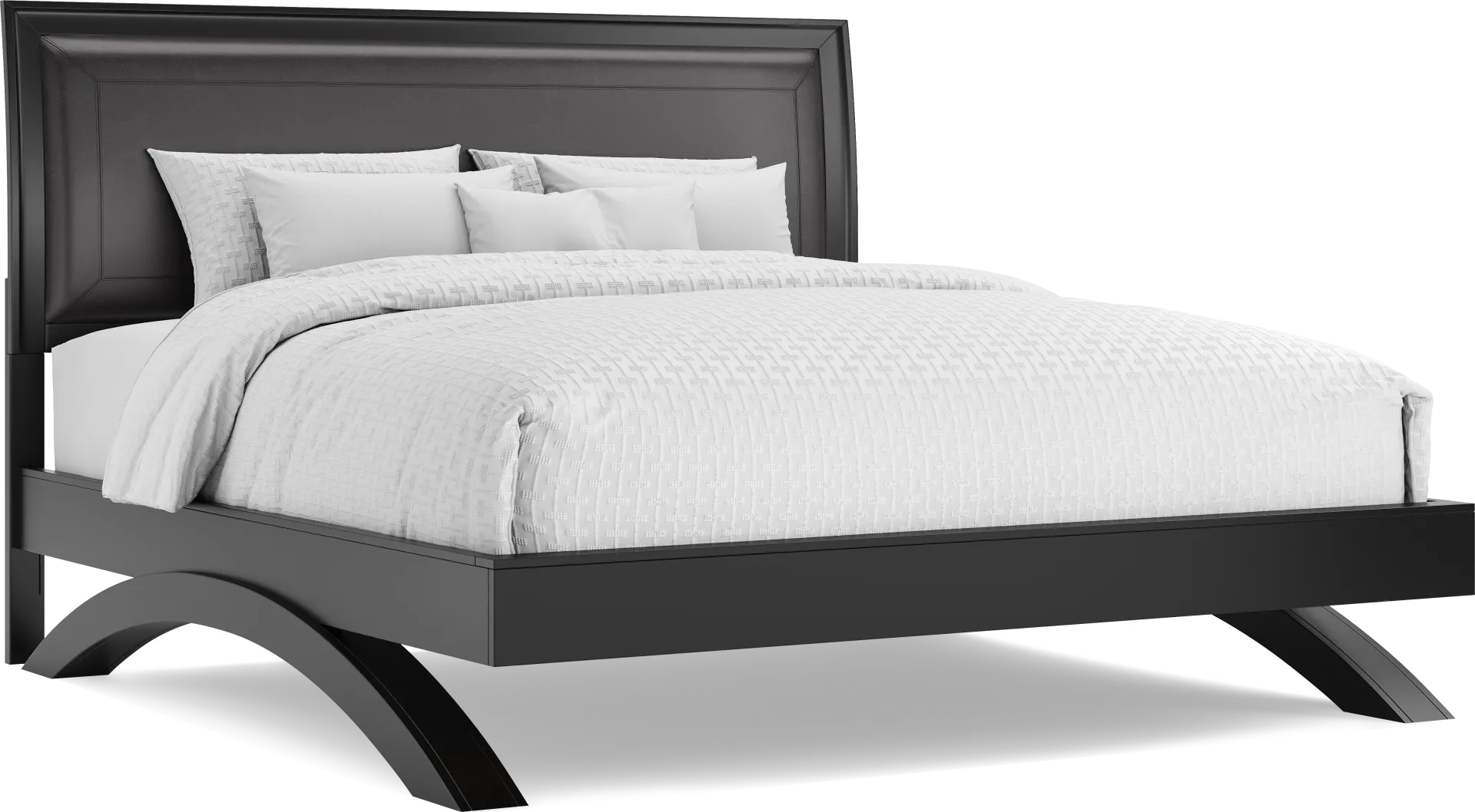 Belcourt Black 3 Pc King Upholstered Sleigh Arch Bed - Image 1