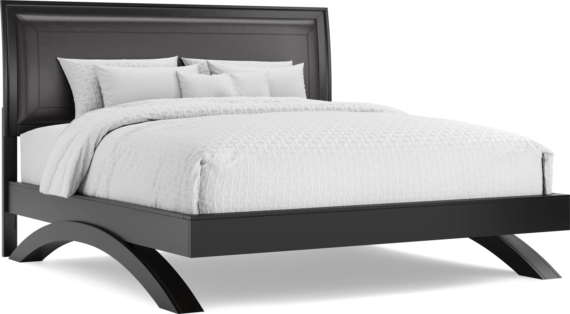 Belcourt Black 3 Pc King Upholstered Sleigh Arch Bed
