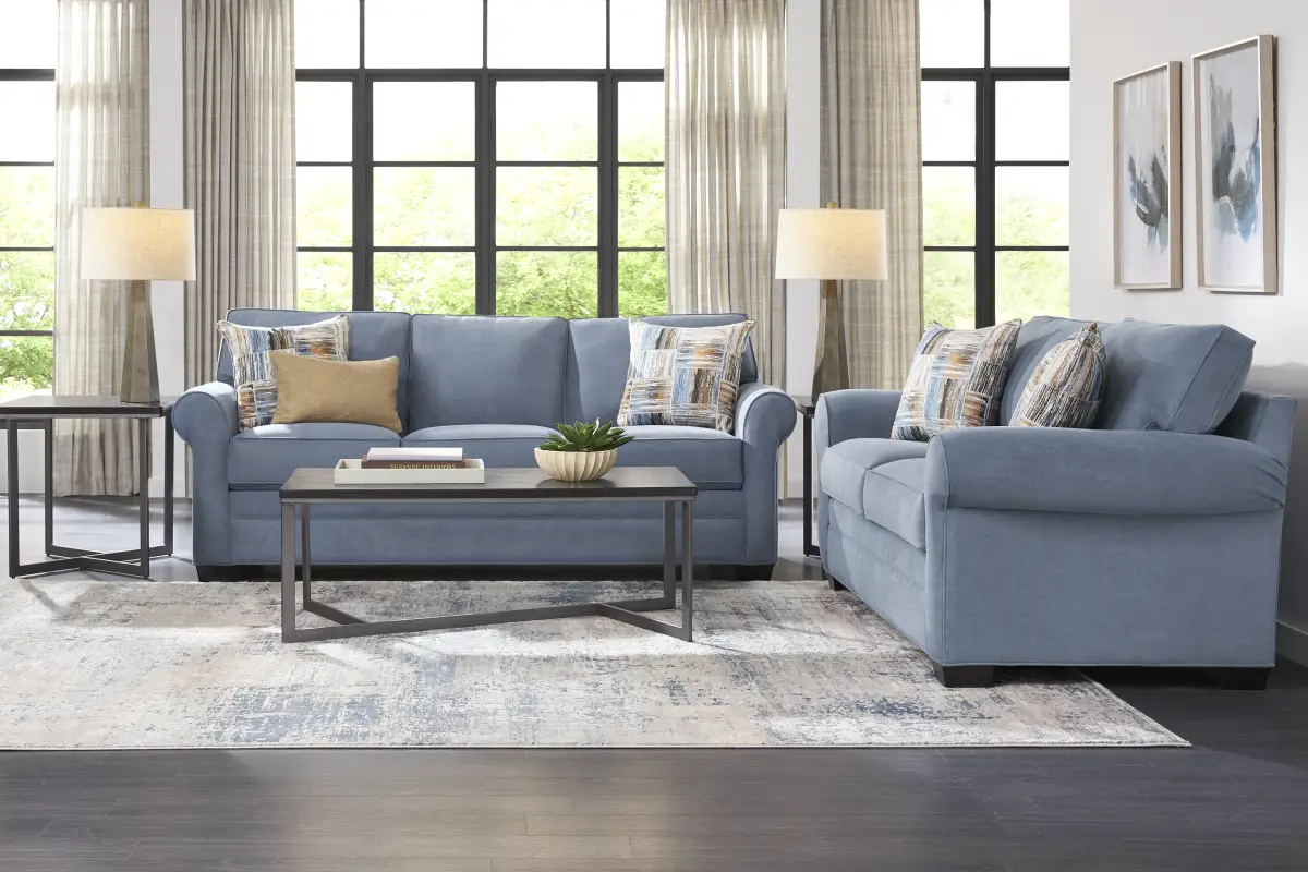 Bellingham Blue Microfiber Sofa