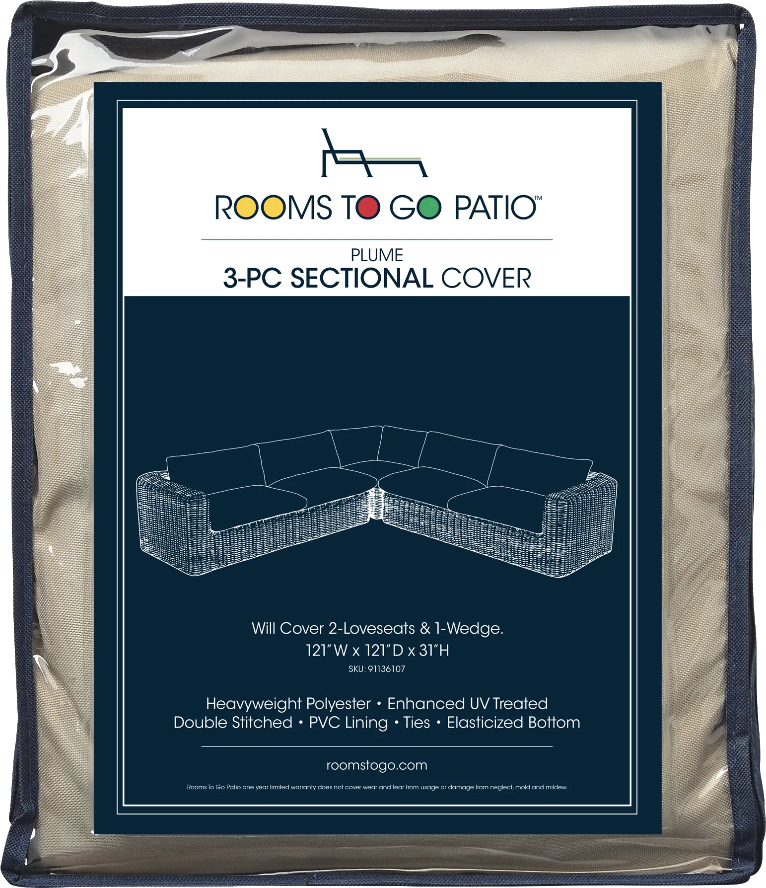 Plume 3 Pc Patio Sectional Cover - Image 1