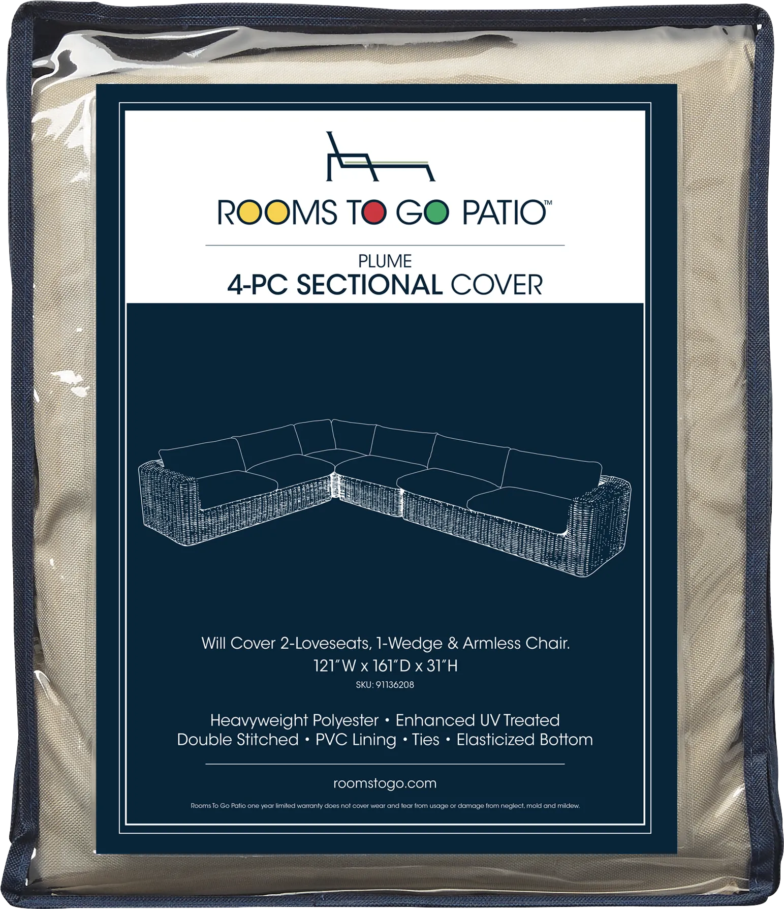Plume 4 Pc Patio Sectional Cover - Image 1