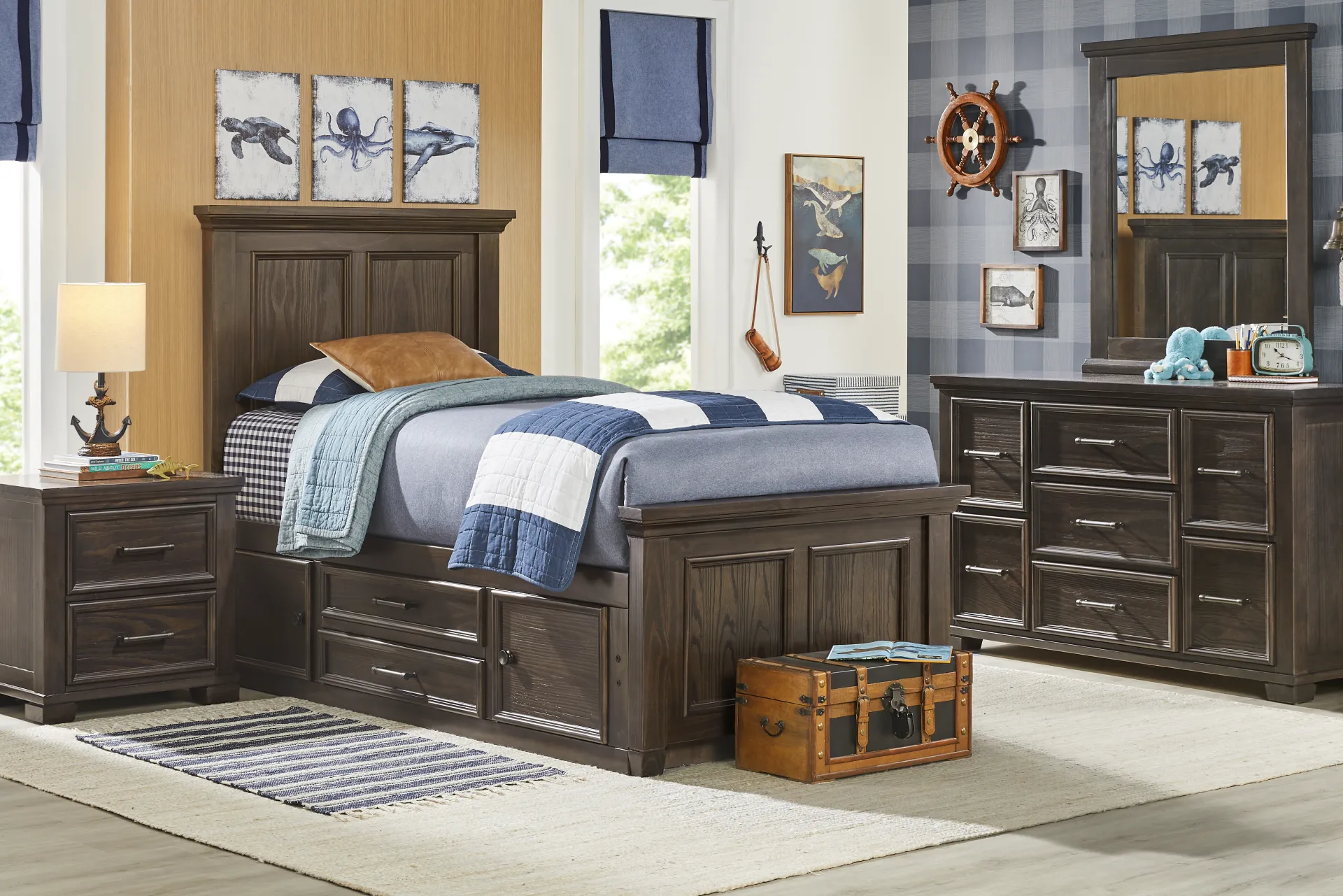 Kids Canyon Lake 2.0 Java Full Bookcase Bed with Storage Side Rail - Image 1