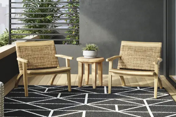 Hagen Teak 3 Pc Outdoor Seating Set