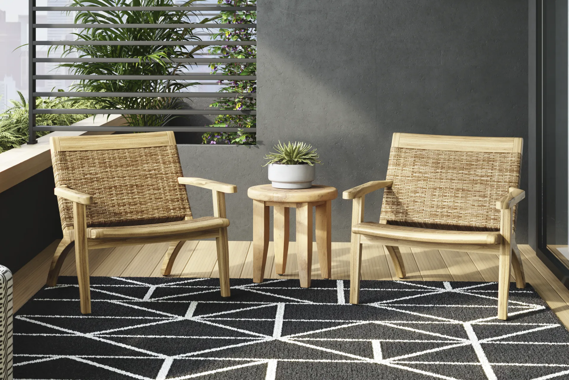 Hagen Teak 3 Pc Outdoor Seating Set - Image 1