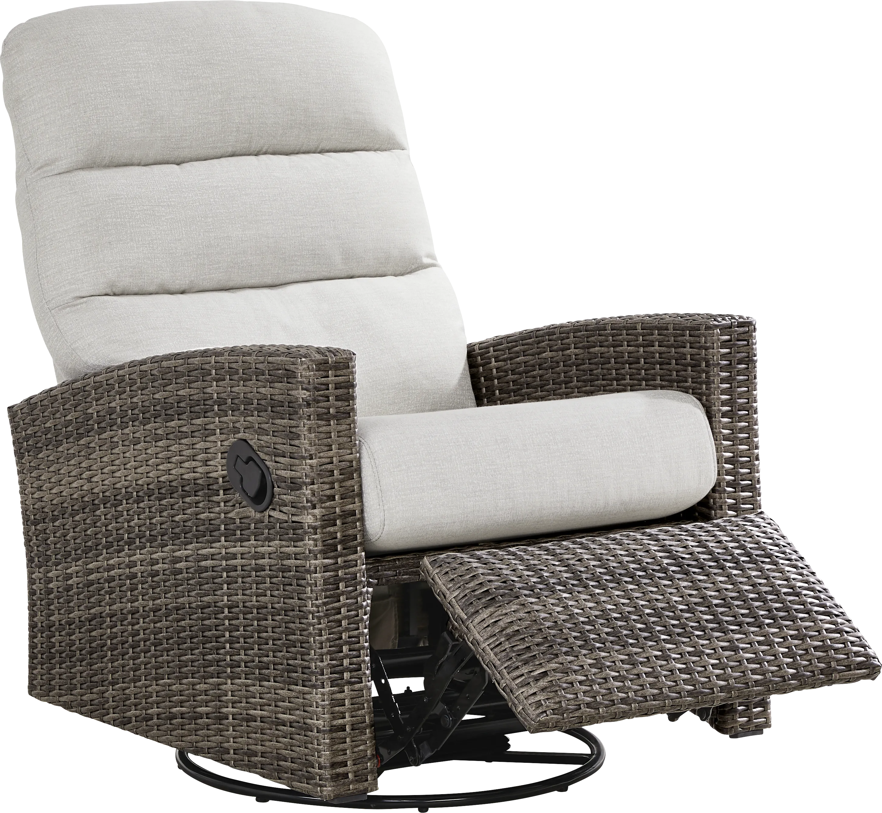 Ria Driftwood Outdoor Glider Recliner with Gray Cushions - Thumbnail - Image 1