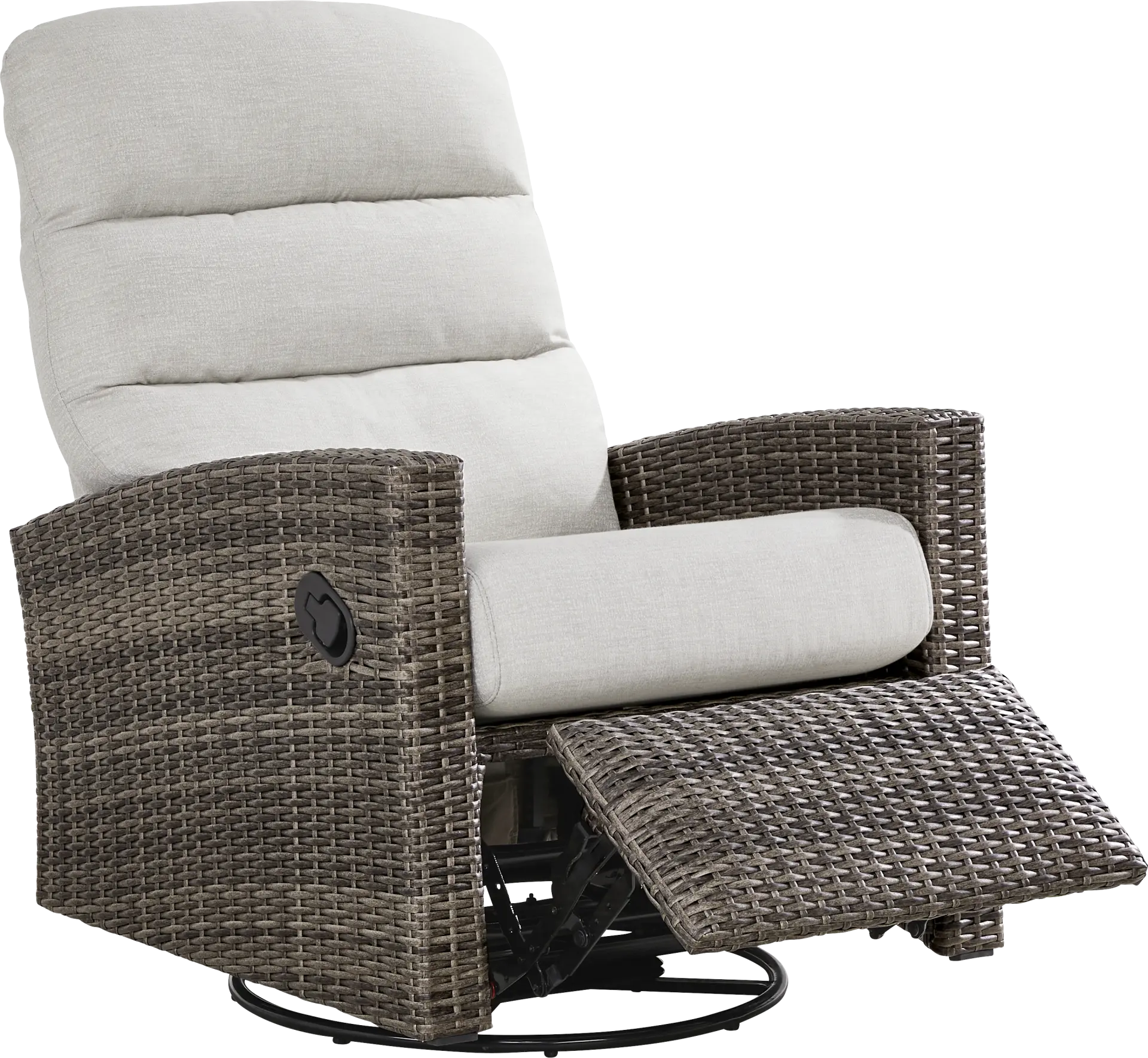 Ria Driftwood Outdoor Glider Recliner with Gray Cushions
