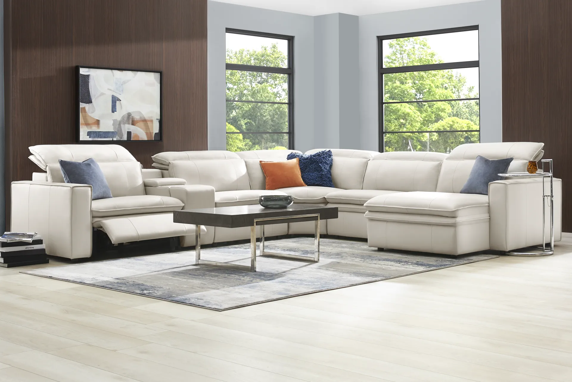 Santorini Ice Leather 6 Pc Dual Power Reclining Sectional - Image 1
