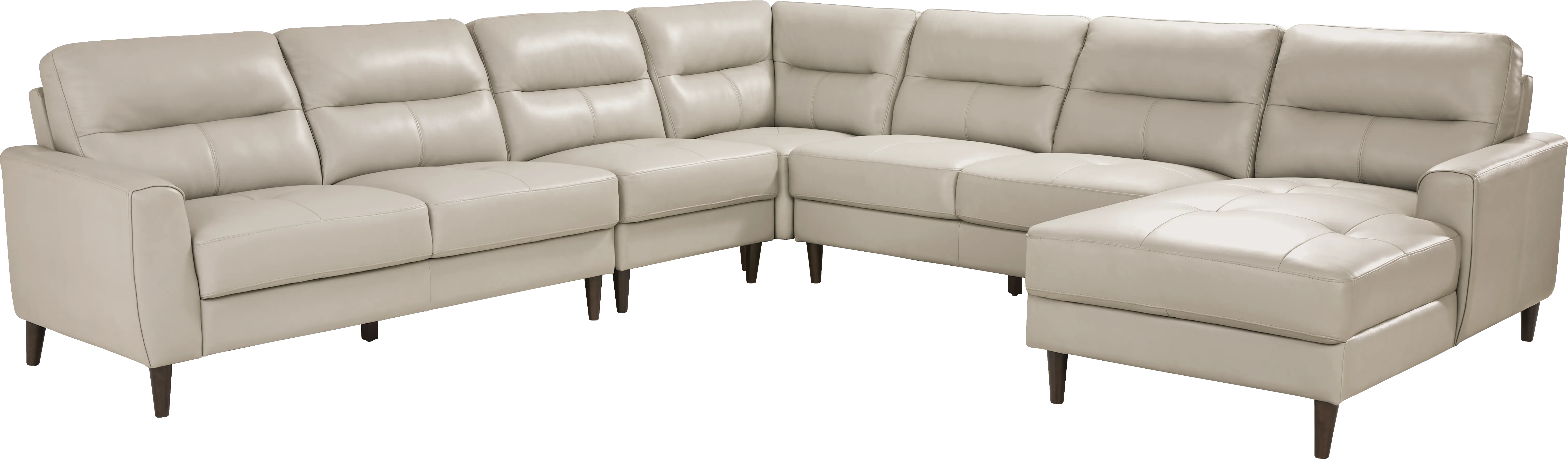 Sutton Heights Beige Leather 5 Pc Sectional - Thumbnail - Image 1