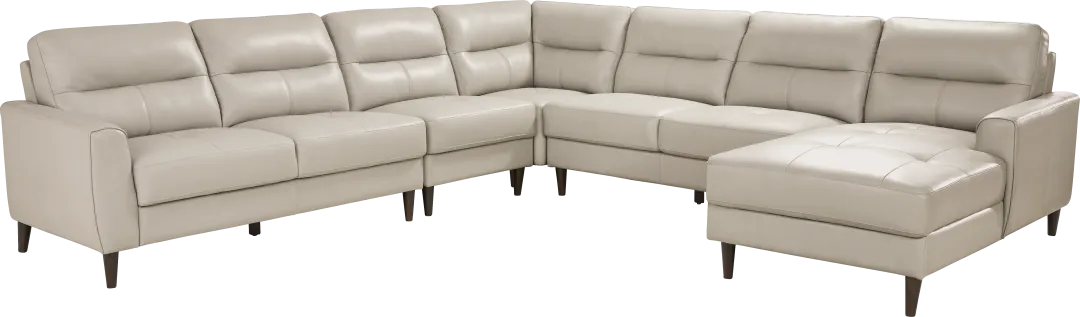 Sutton Heights Beige Leather 5 Pc Sectional