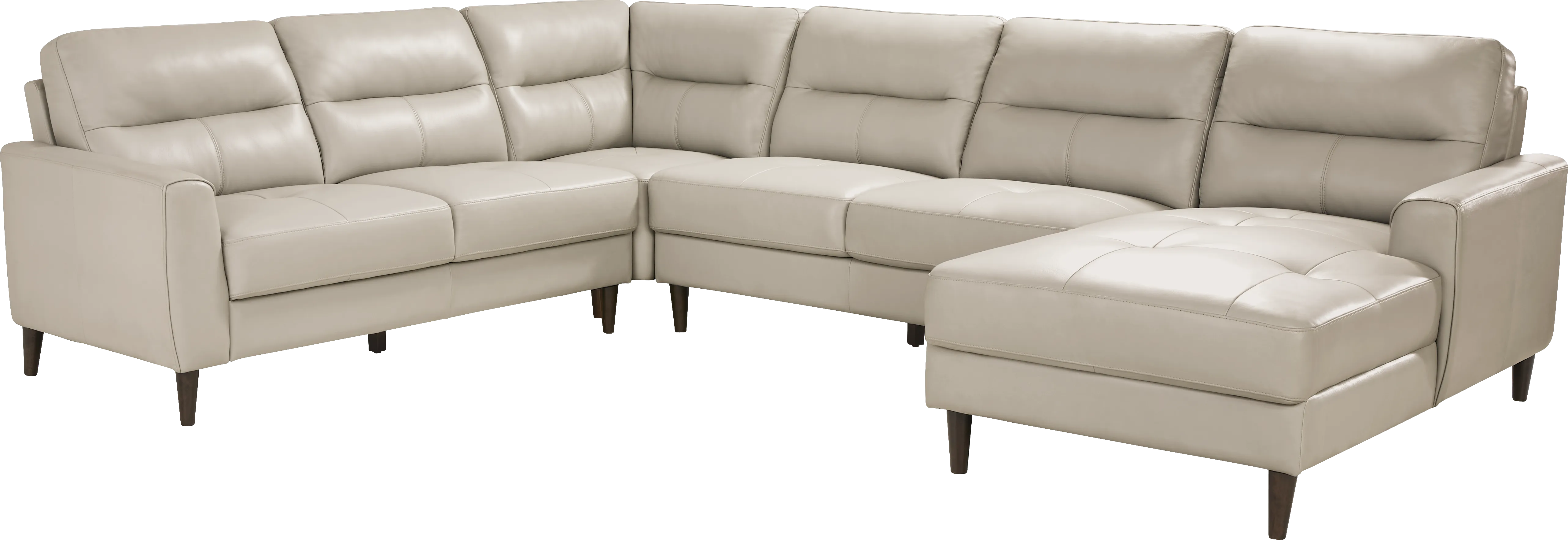 Sutton Heights Beige Leather 7 Pc Sectional Living Room - Thumbnail - Image 2