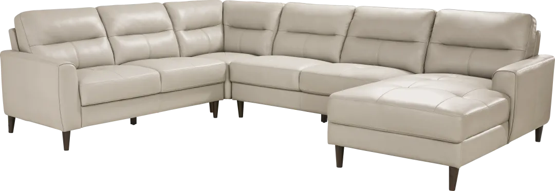 Sutton Heights Beige Leather 4 Pc Sectional