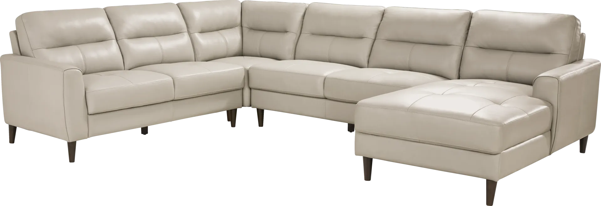 Sutton Heights Beige Leather 4 Pc Sectional - Image 2