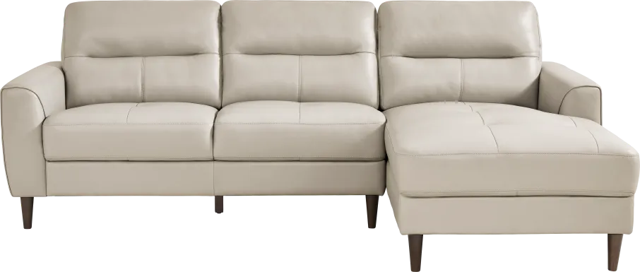 Sutton Heights Beige Leather 2 Pc Sectional