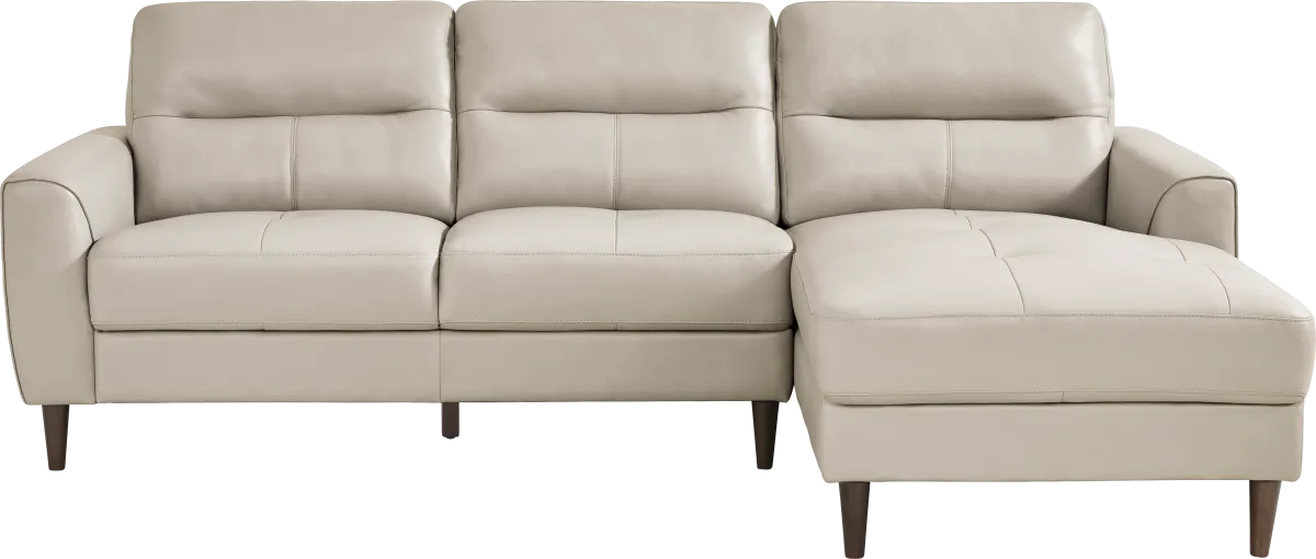 Sutton Heights Beige Leather 2 Pc With Chaise Right Arm Sectional ...