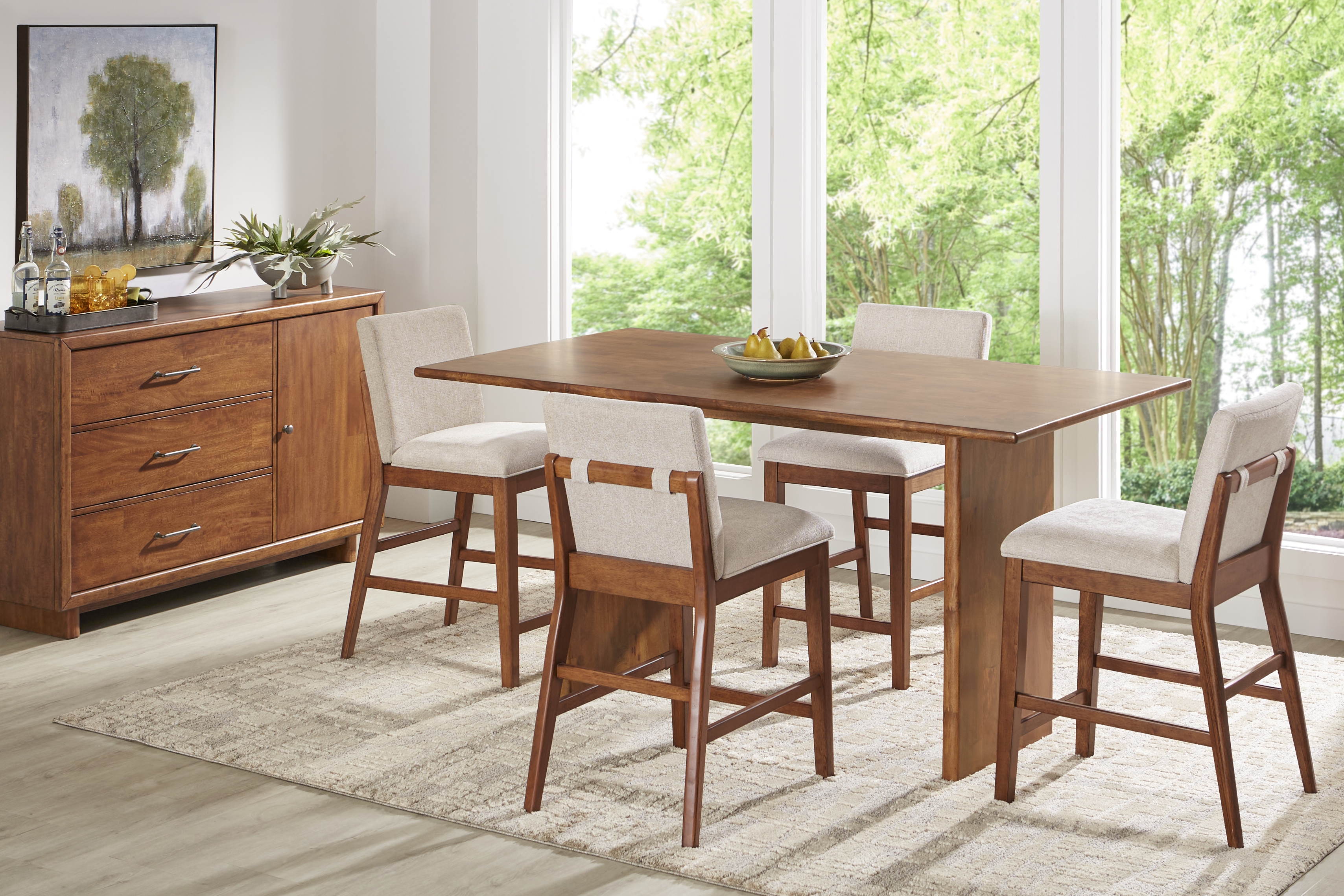 Surrey Ellis Brown 5 Pc Counter Height Dining Room with Upholstered Chairs - Thumbnail - Image 1