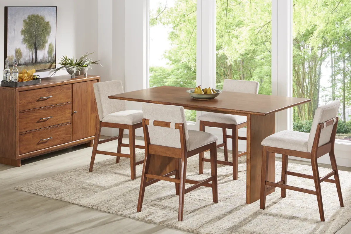 Surrey Ellis Brown 5 Pc Counter Height Dining Room with Upholstered Chairs