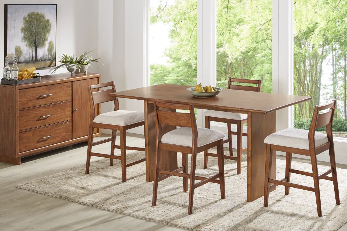 Surrey Ellis Brown 5 Pc Counter Height Dining Room with Panel Back Chairs
