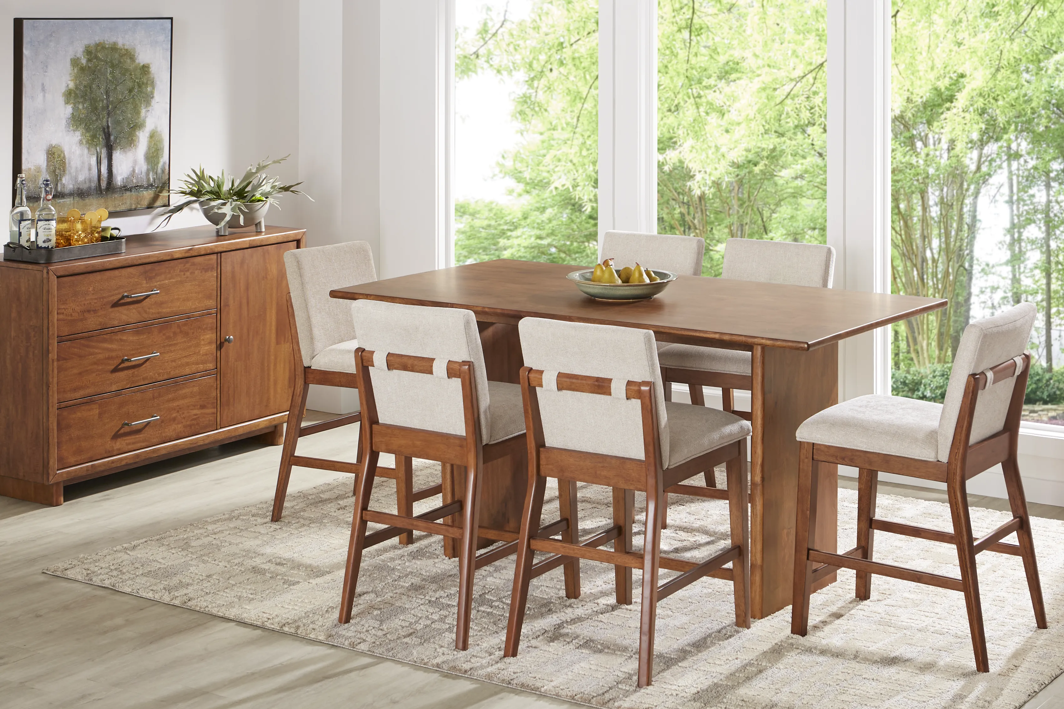 Surrey Ellis Brown 7 Pc Counter Height Dining Room with Upholstered Stools - Thumbnail - Image 1