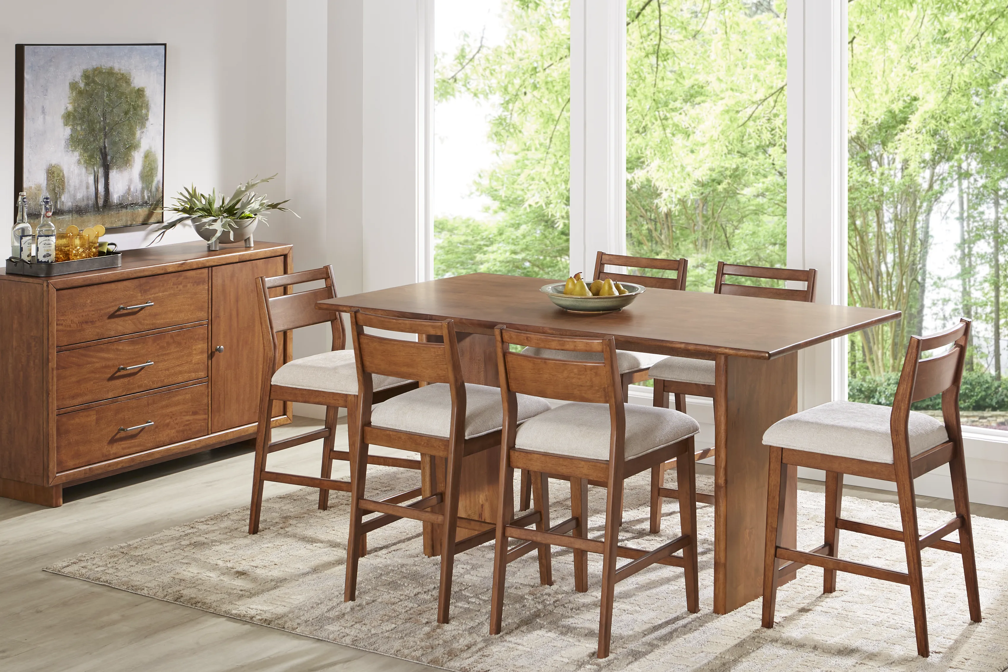 Surrey Ellis Brown 7 Pc Counter Height Dining Room with Panel Back Stools - Thumbnail - Image 1