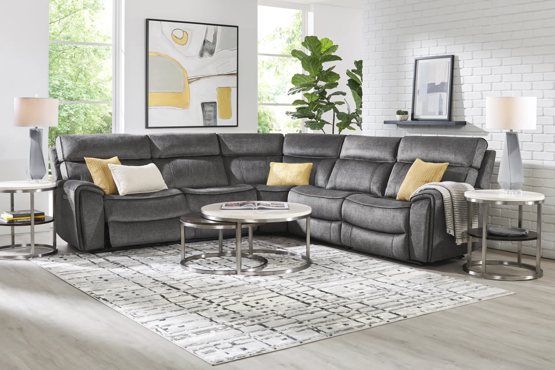 Bradshaw Place Dark Gray 5 Pc Dual Power Reclining Sectional - Image 1