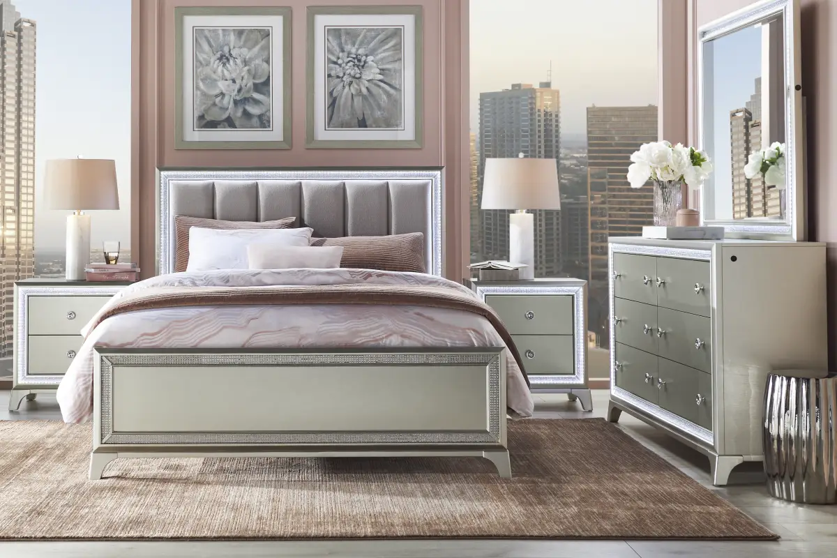 Avery Silver 5 Pc Queen Bedroom